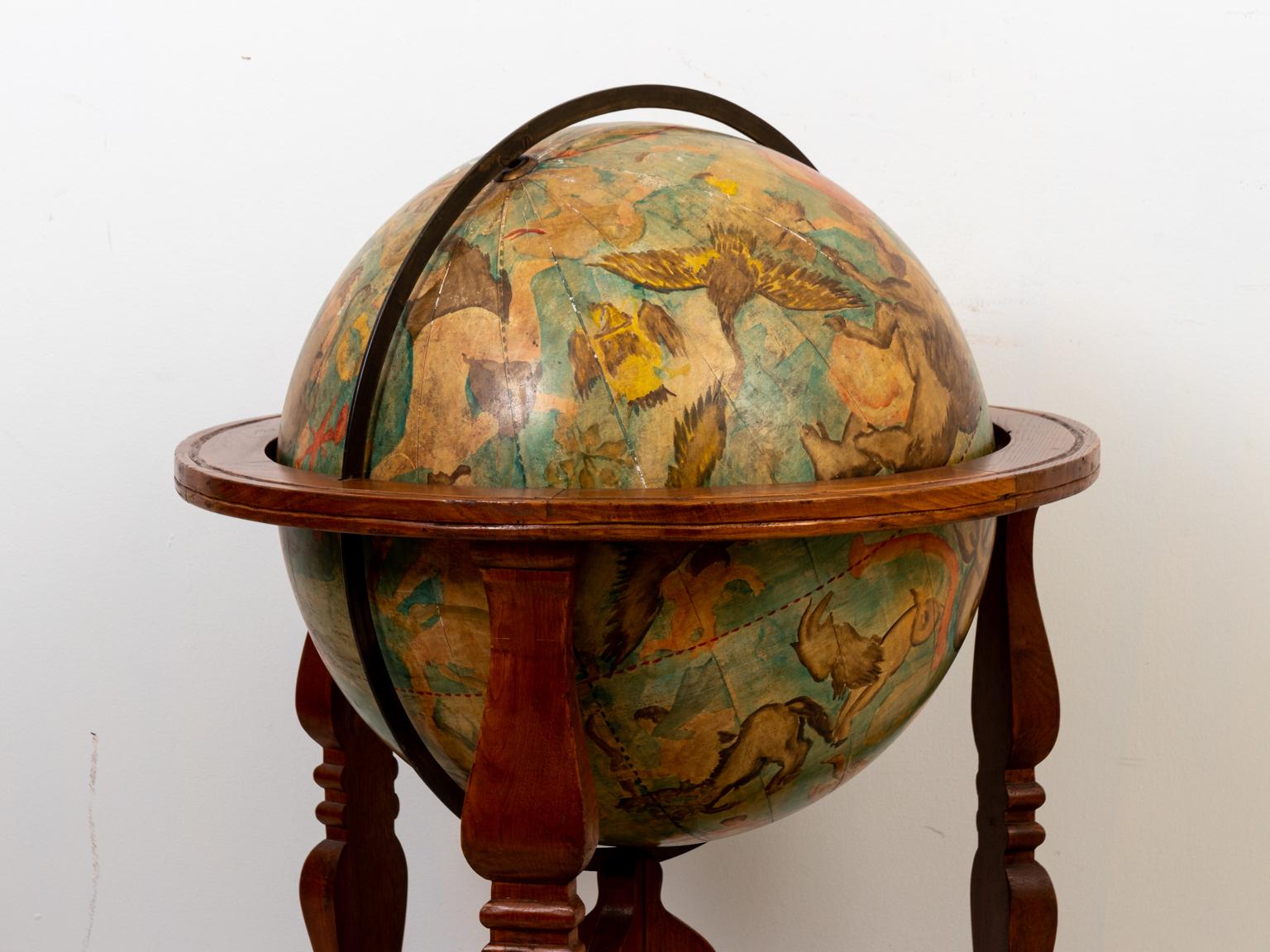 Hand Painted Zodiac Floor Globe For Sale 7