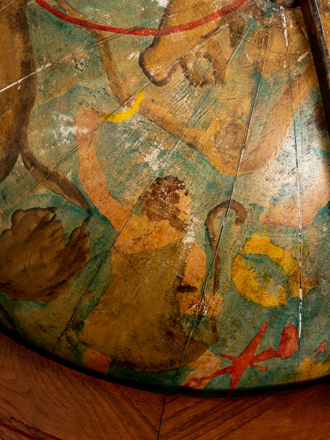 Wood Hand Painted Zodiac Floor Globe For Sale