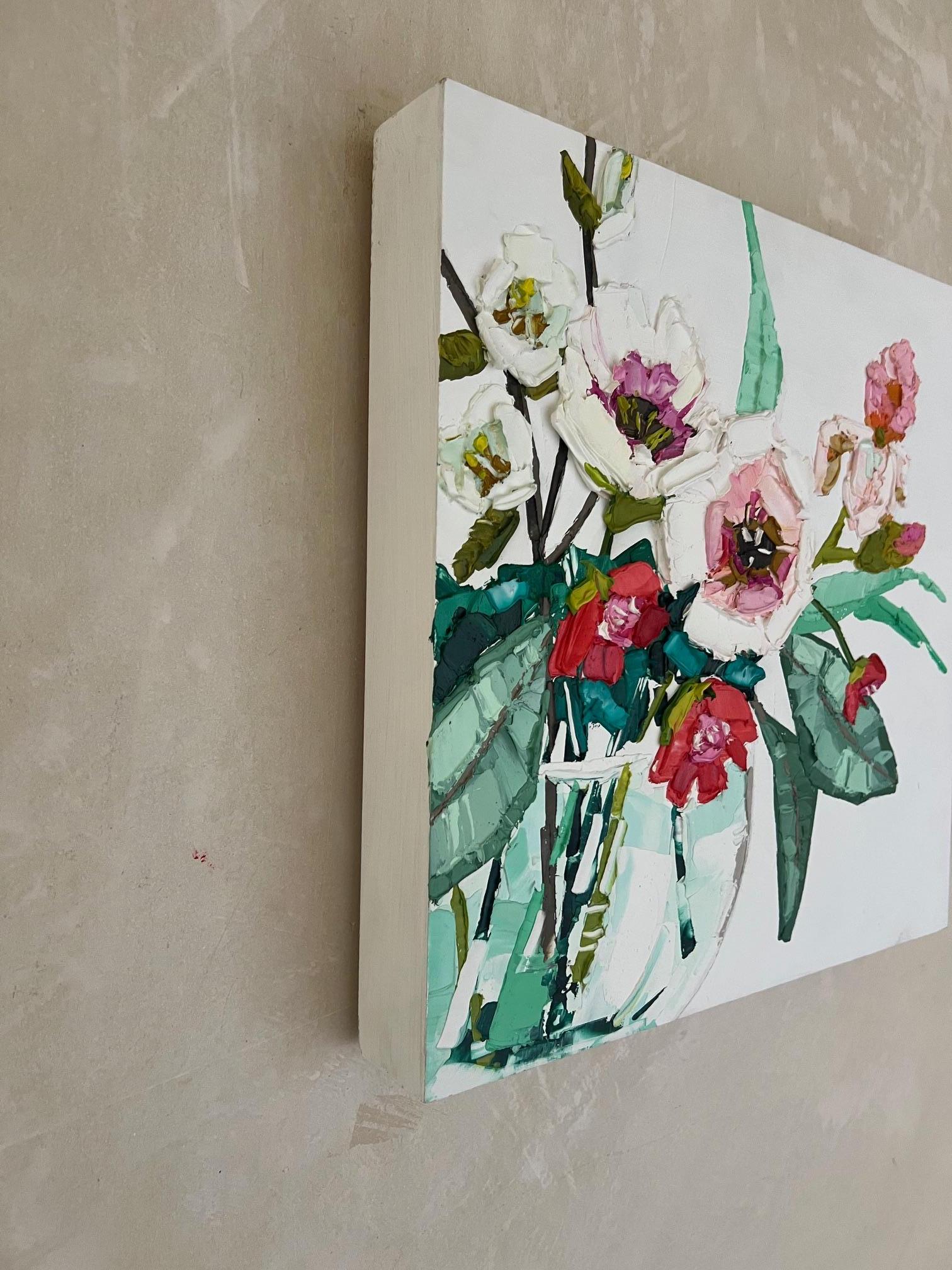 Hand Palette Painted Botanic Still Life by Nicolette Valikoski For Sale 3