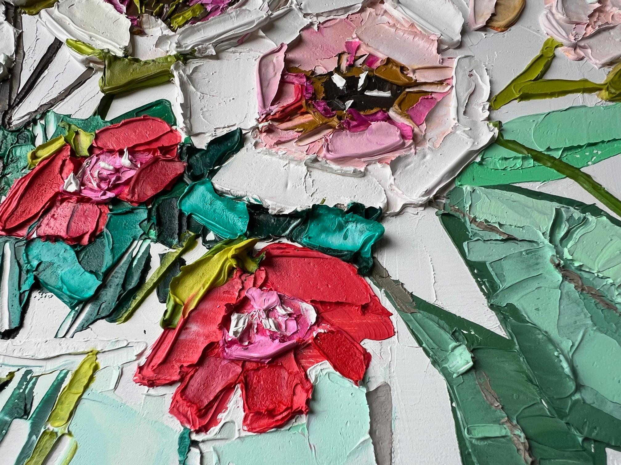Hand Palette Painted Botanic Still Life by Nicolette Valikoski For Sale 4