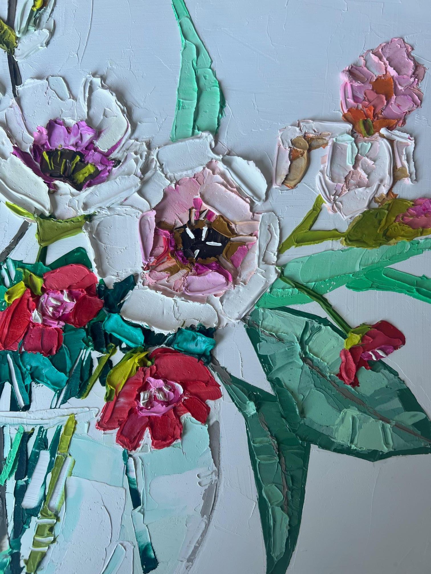 Hand Palette Painted Botanic Still Life by Nicolette Valikoski In Good Condition For Sale In Ross, CA