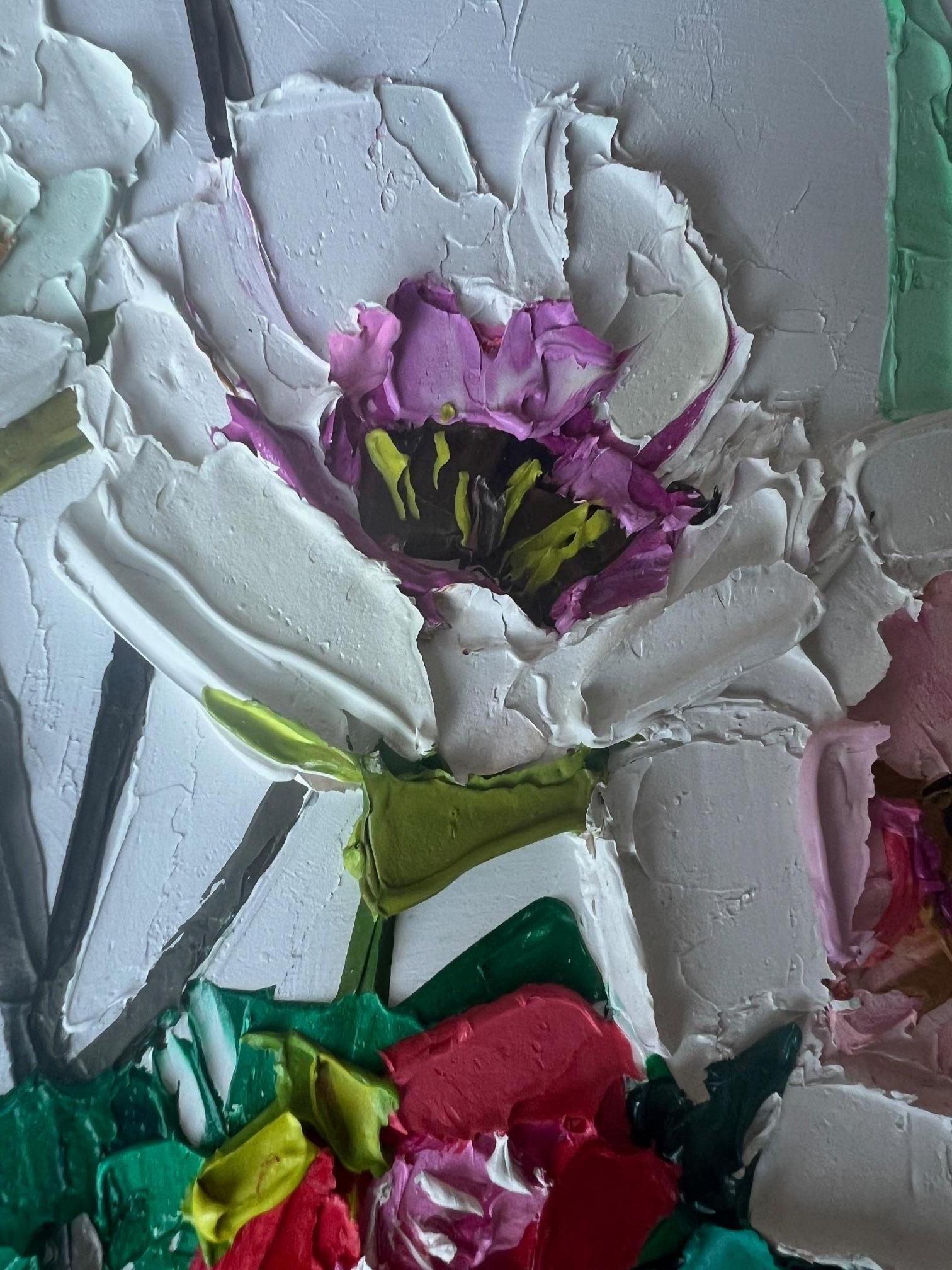 Contemporary Hand Palette Painted Botanic Still Life by Nicolette Valikoski For Sale
