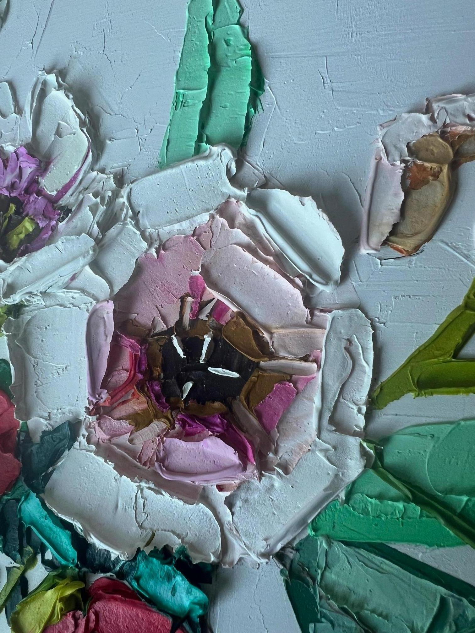 Hand Palette Painted Botanic Still Life by Nicolette Valikoski For Sale 1