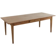 Hand Pegged Oak French Farm Table Dining Table with Drawer, circa 1900