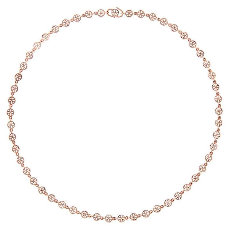 Hand Pierced Sequins Chain Necklace 18 Karat Rose Gold For Sale