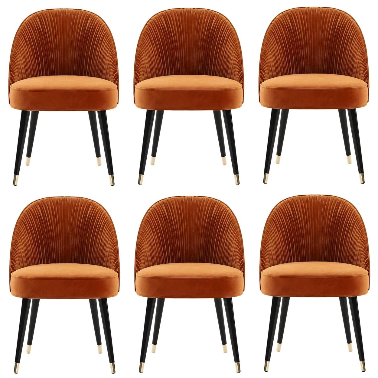 Contemporary Hand Pleated Velvet Dining Chair
