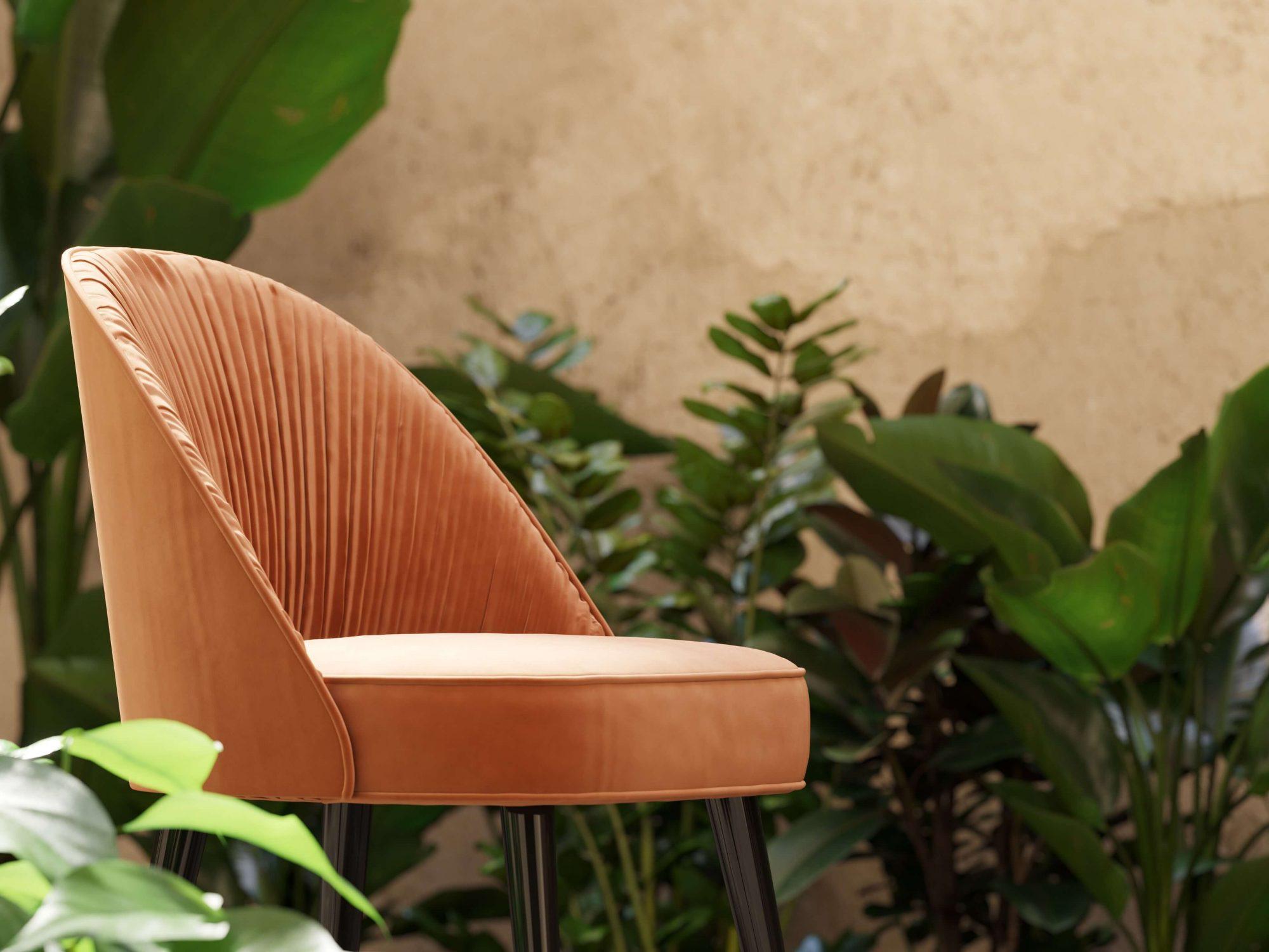 Contemporary Hand Pleated Velvet Dining Chair