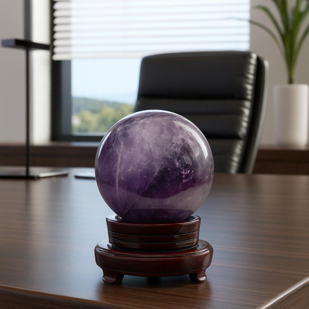 Hand-Polished Amethyst Sphere For Sale 2