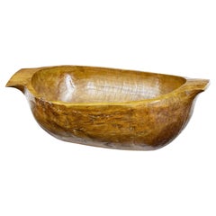 Hand polished large early 20th century carved bowl