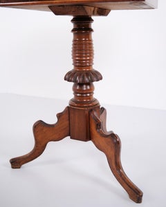 Hand-Polished Mahogany Pedestal Table from the 1860s