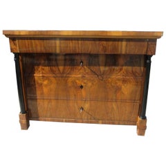 Hand Polished Nutwood Biedermeier Commode with Columns