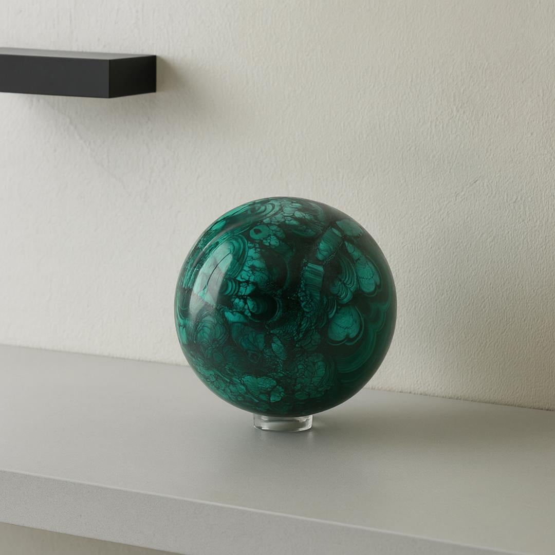Malachite Sphère de malachite solide de 3,5