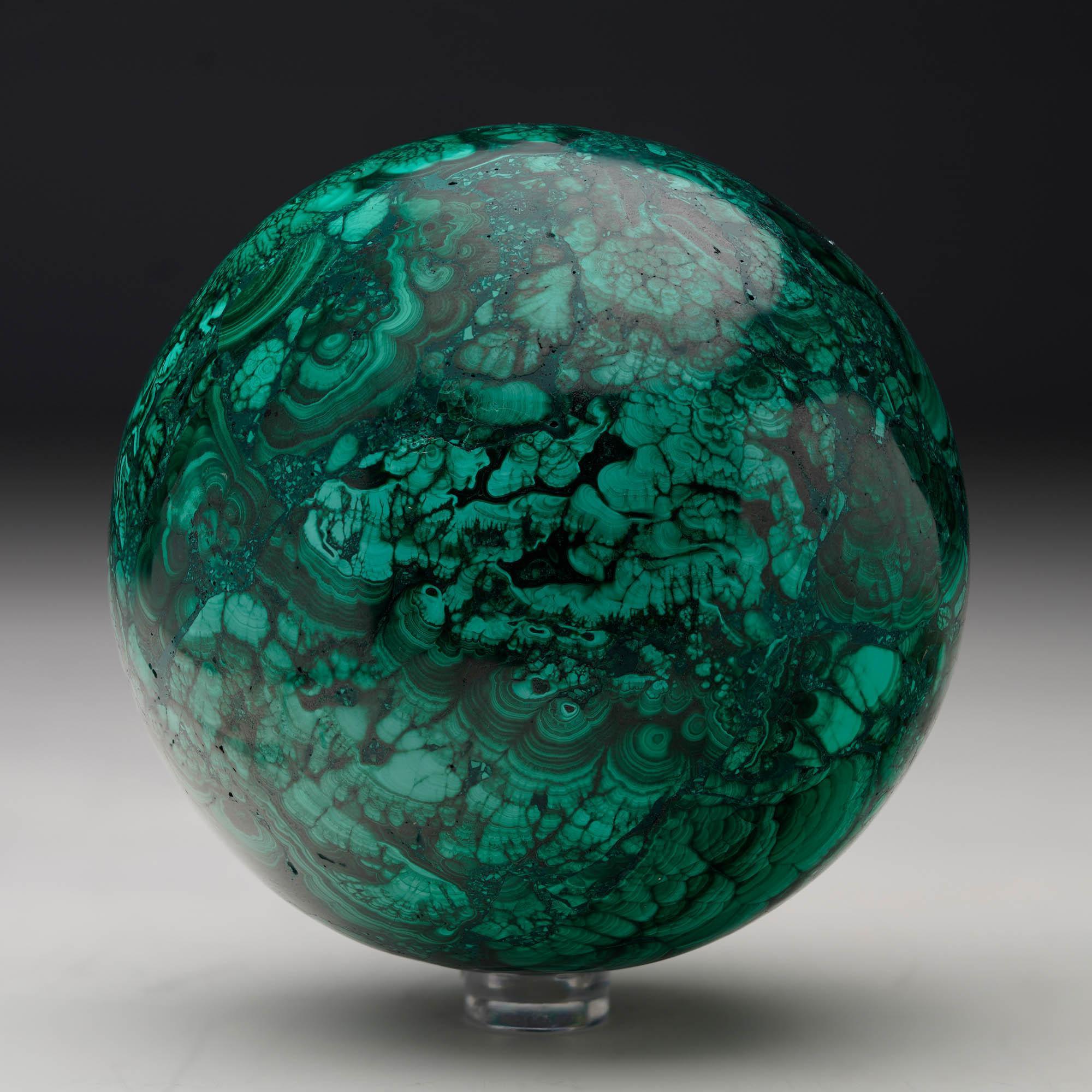Sphère de malachite solide polie à la main // 2.88 Lb. Neuf - En vente à New York, NY