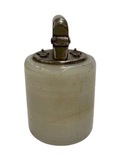 Hand Polished White Agate and Chrome Table Lighter, circa 1930