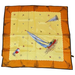 Vintage Hand-Printed "Freedom of Sailing" with Black Borders Scarf