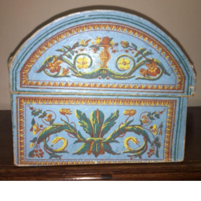 Polychromed Hand Printed French Wallpaper Box, 18th Century