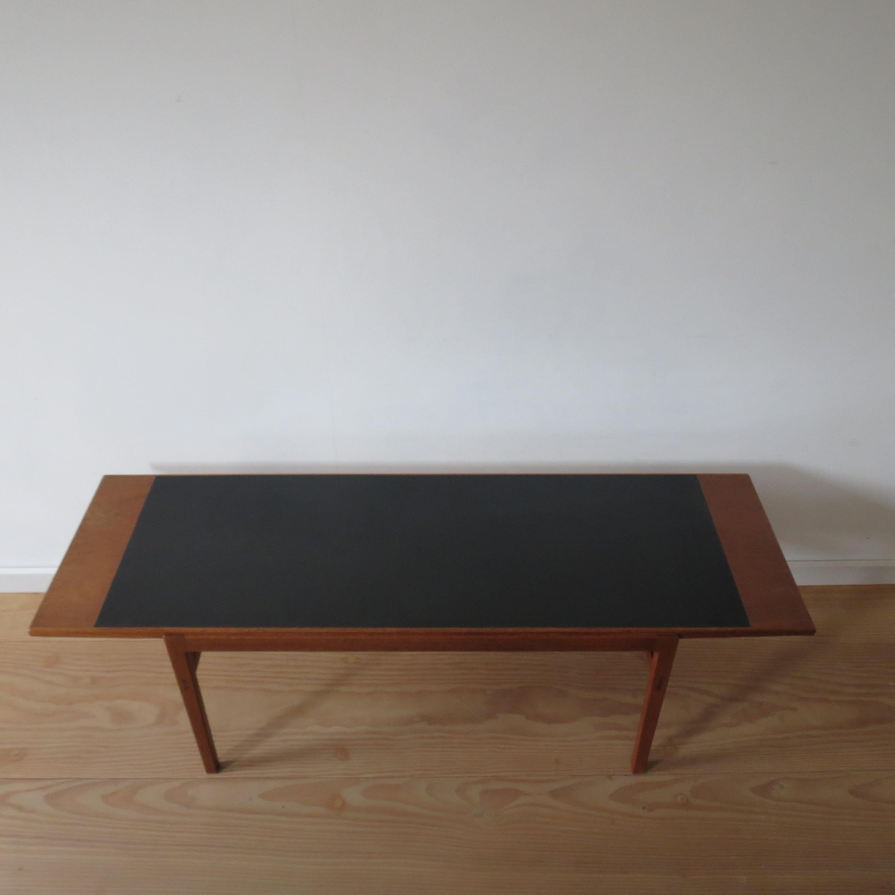 Mid-Century Modern Hand Produced 1960s Teak Coffee Table with Ebonized Top by Alan Peters