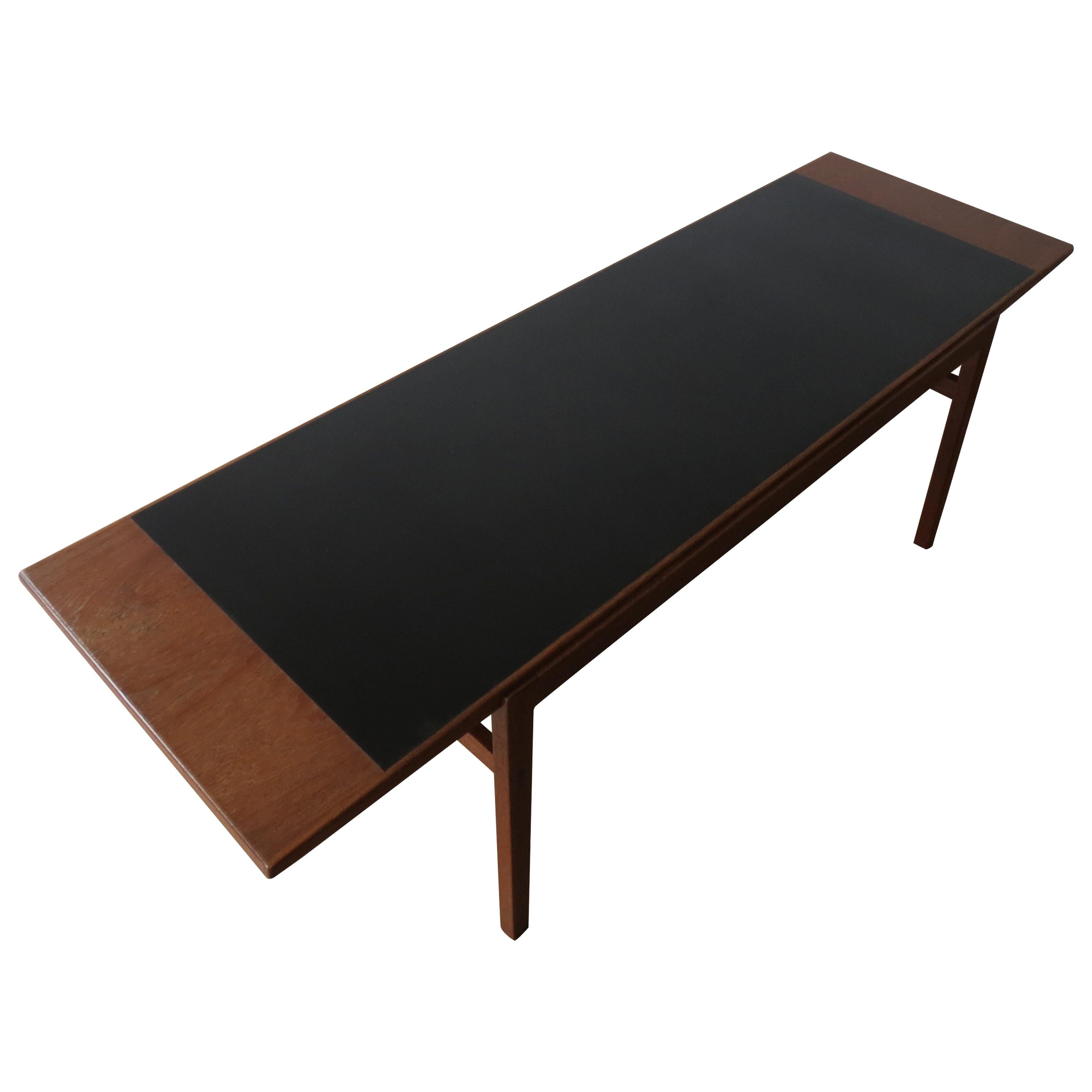 Hand Produced 1960s Teak Coffee Table with Ebonized Top by Alan Peters