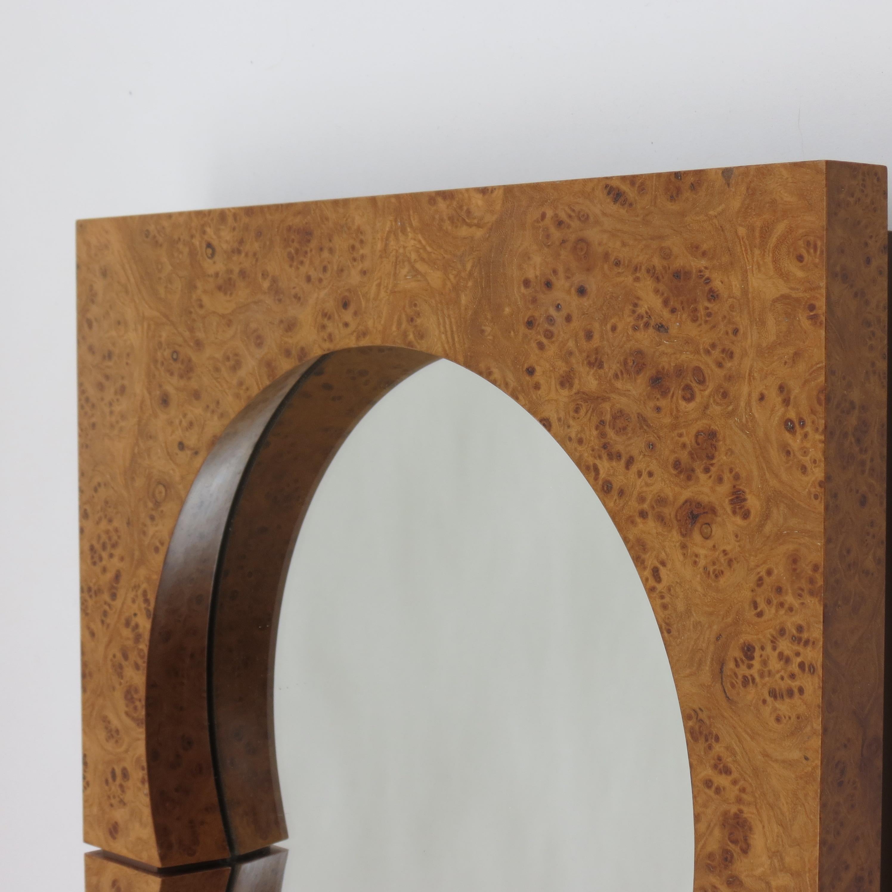 Hand Produced Bespoke Burr Elmwood Wall Mirror Desmond Ryan Mirror, 1990s For Sale 3