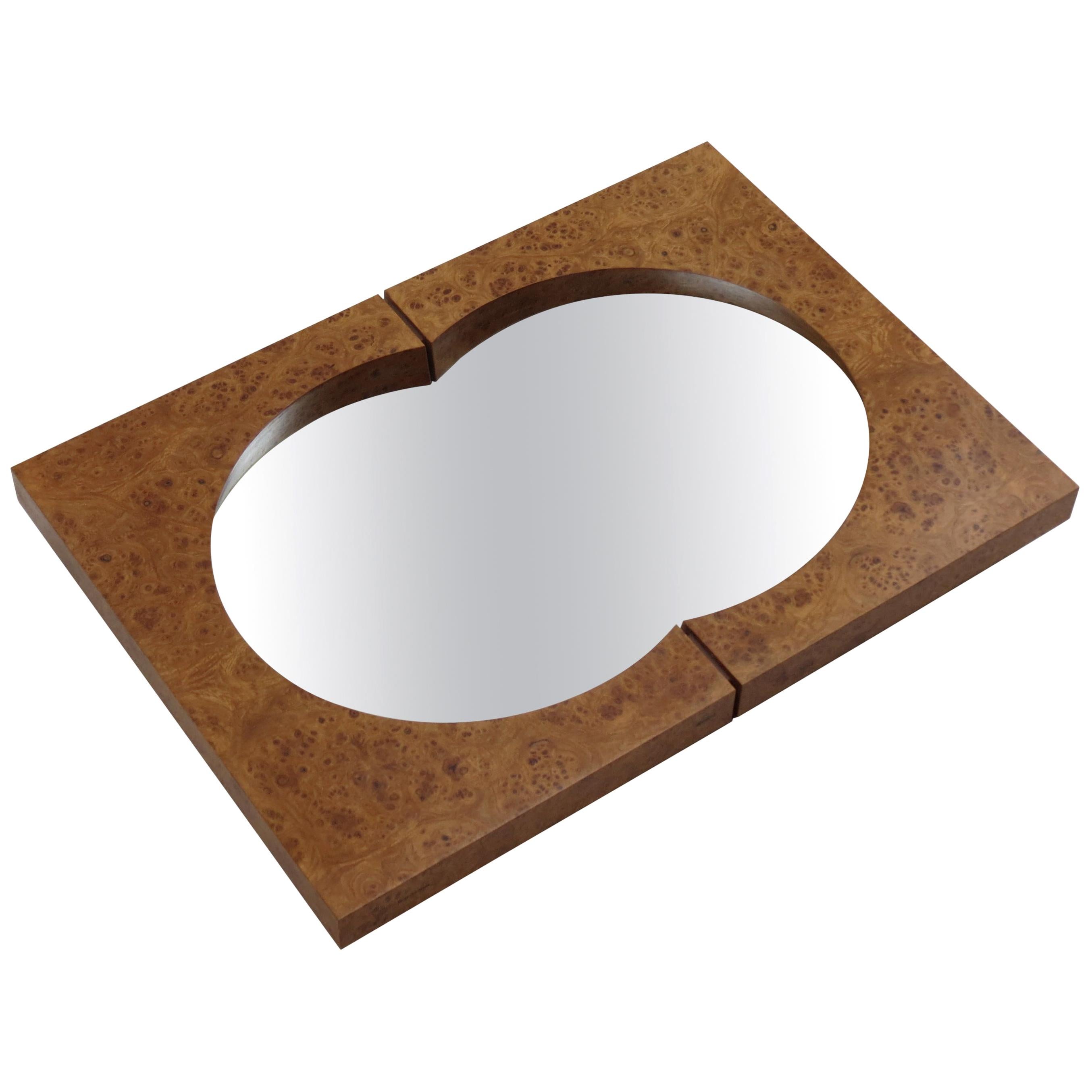 Hand Produced Bespoke Burr Elmwood Wall Mirror Desmond Ryan Mirror, 1990s