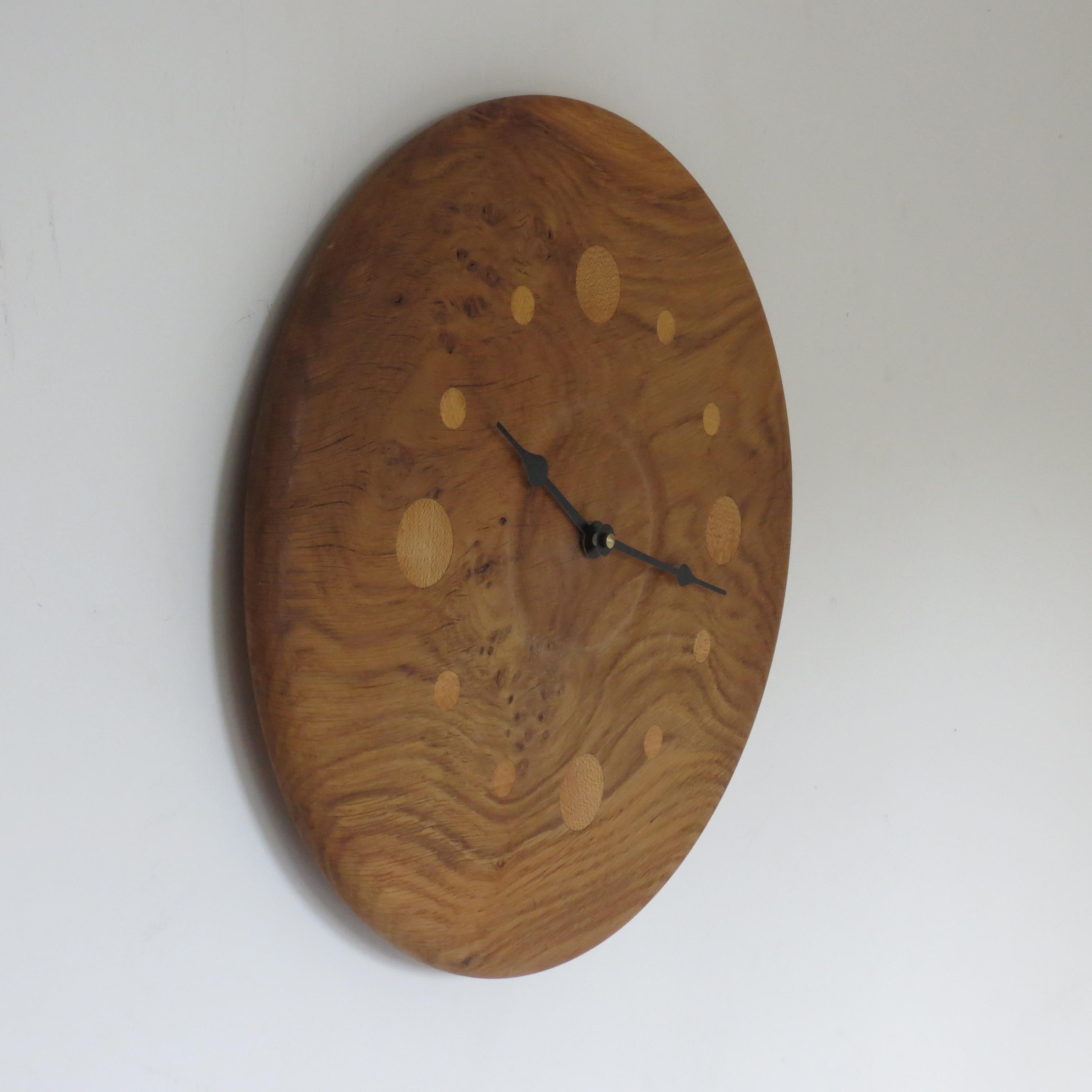 Mid-Century Modern Hand Produced Oak Wall Clock Style Of George Nelson