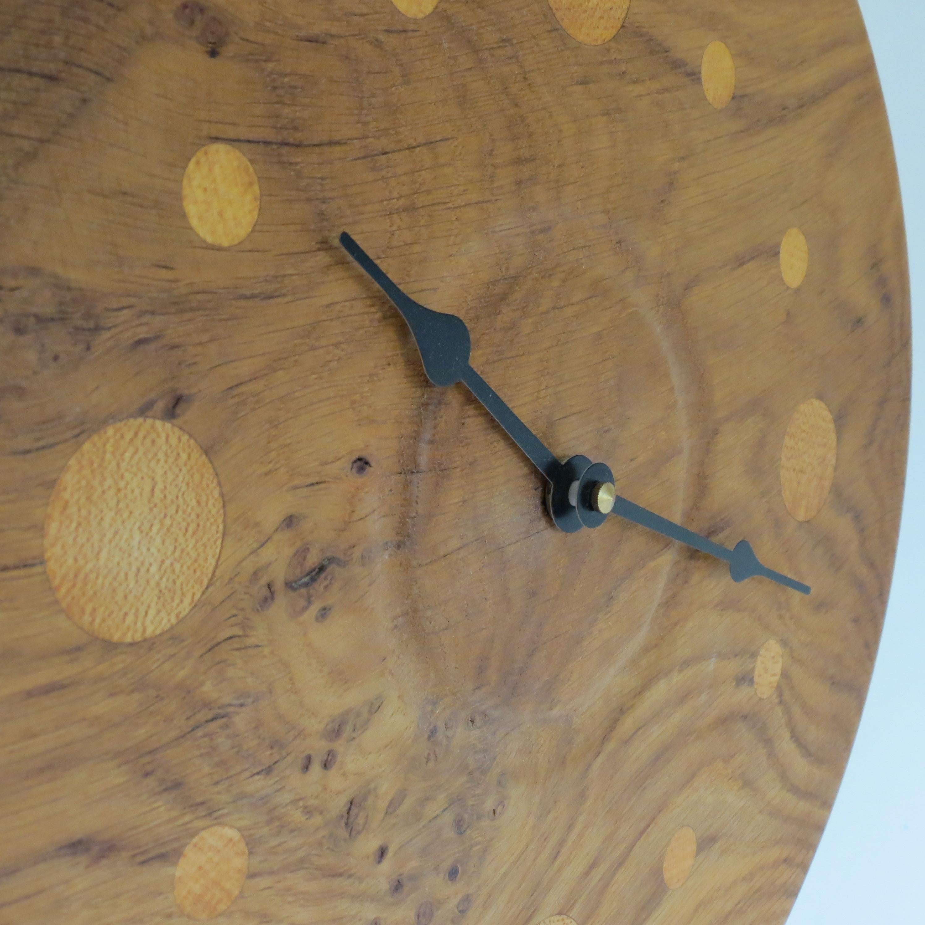 Scottish Hand Produced Oak Wall Clock Style Of George Nelson