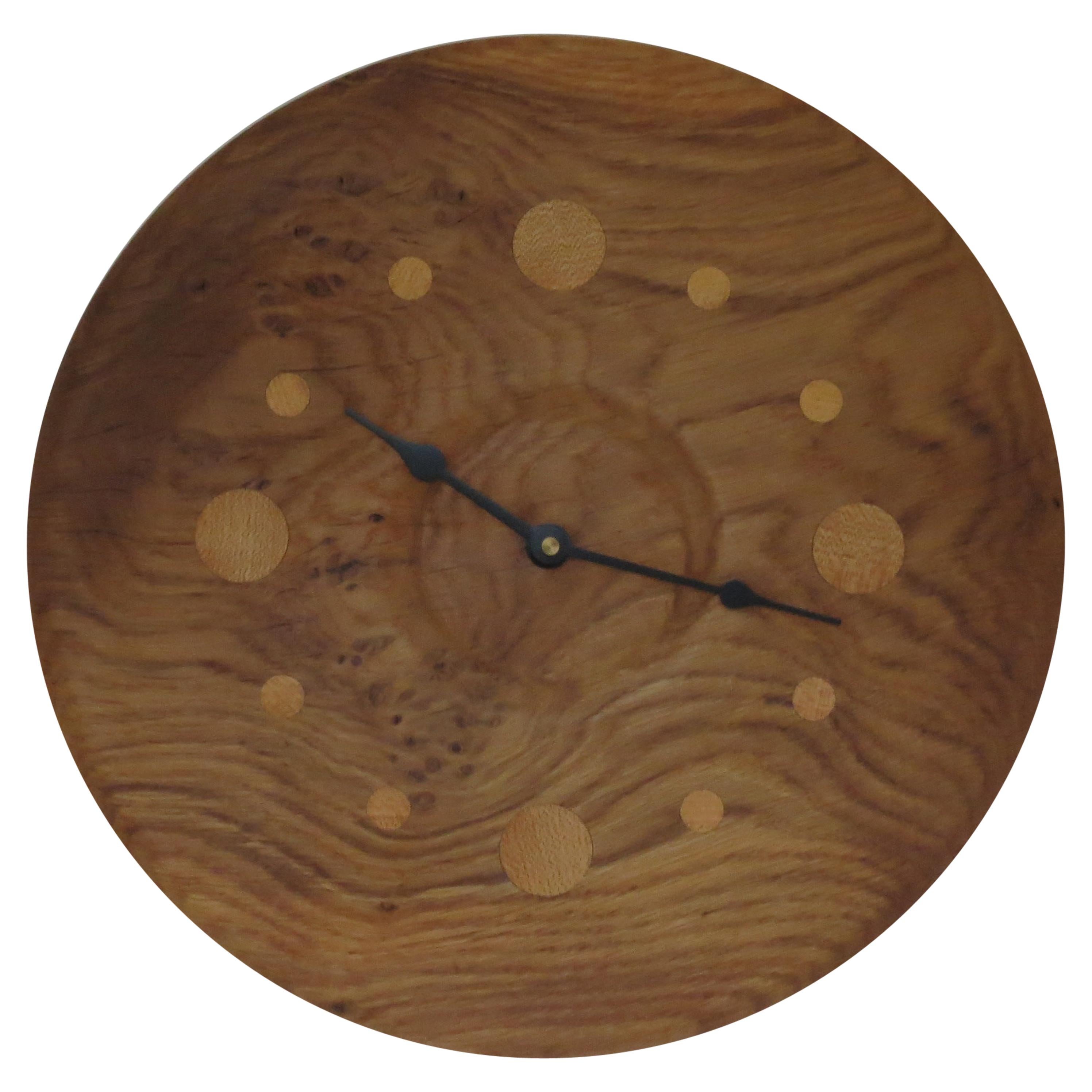 Hand Produced Oak Wall Clock Style Of George Nelson