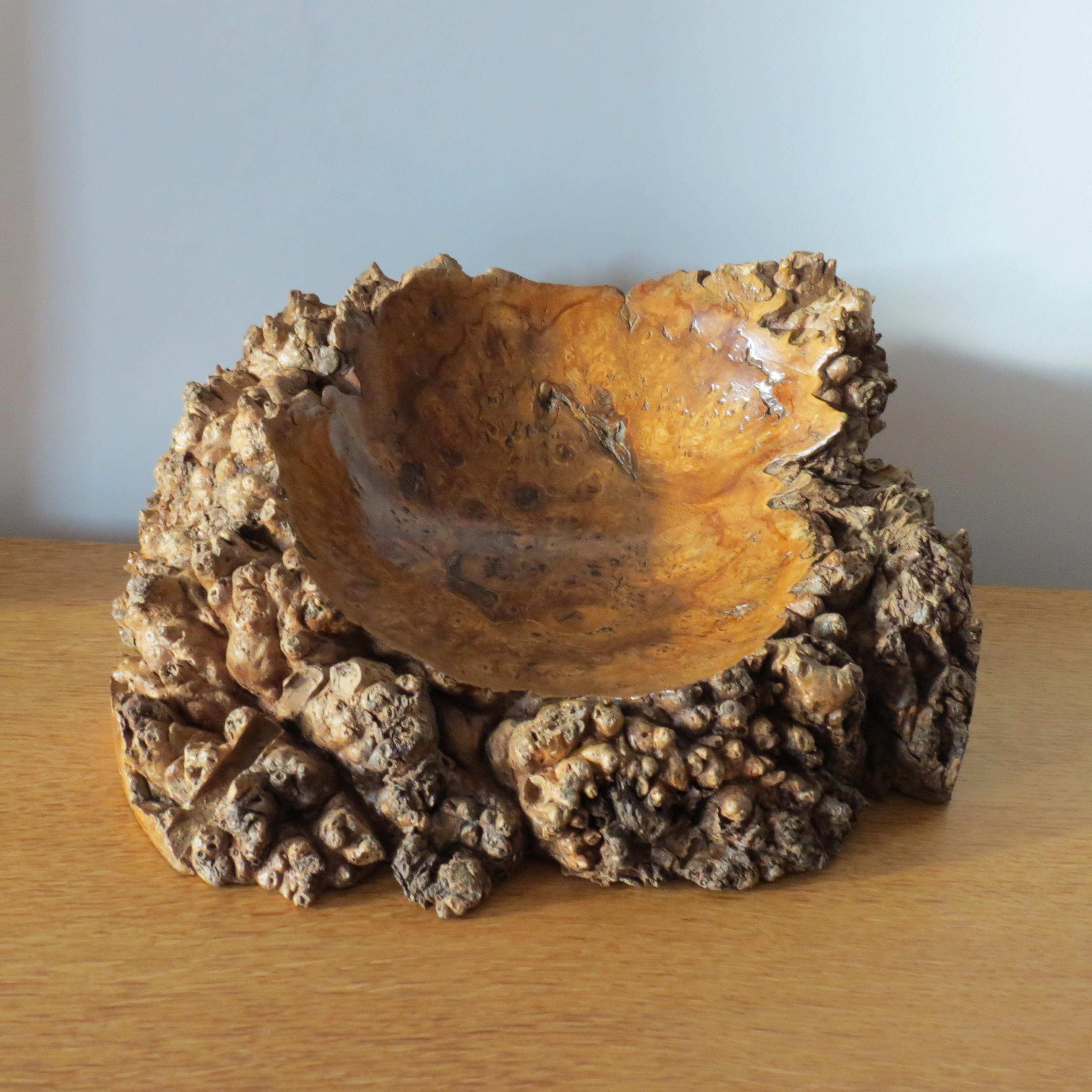 Brutalist Hand Produced Vintage Burr Wood Gum wood Sculptural Naturalist Wooden Bowl