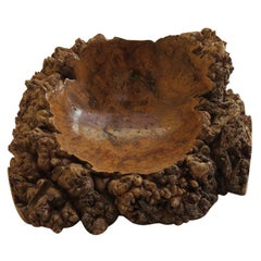 Hand Produced Vintage Burr Wood Gum Wood Sculptural Naturalist Wooden Bowl