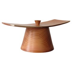Hand Produced Yew Wood Turned Lidded Pot Japanese Style
