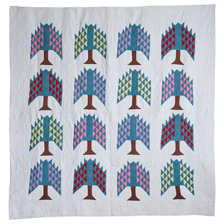 Hand Quilted Antique Pine Tree Quilt