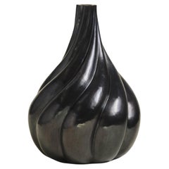 Hand Repoussé Swirl Vase in Black Copper by Robert Kuo, Contemporary