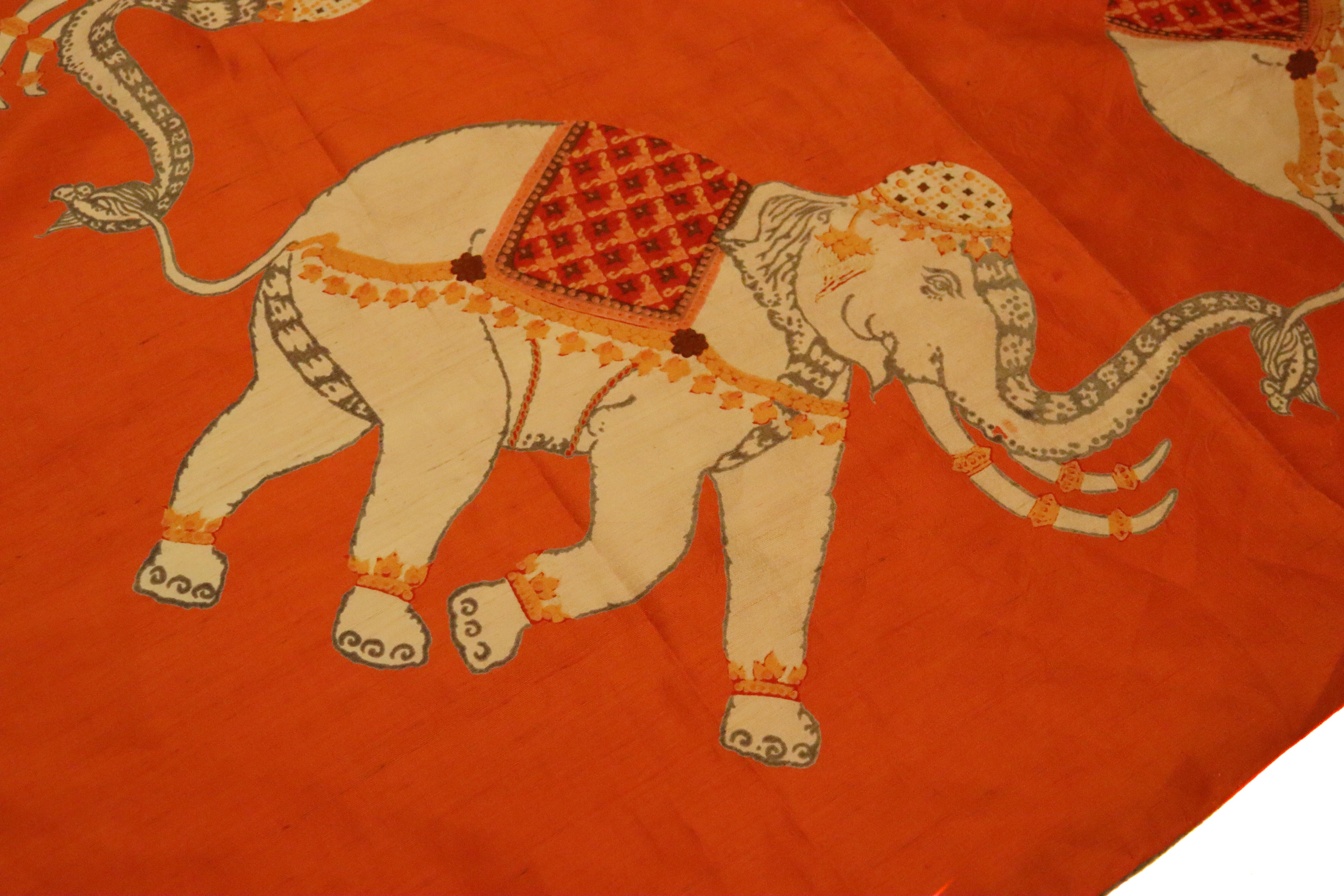 Red Hand rolled Jim Thompson Silk Scarf For Sale