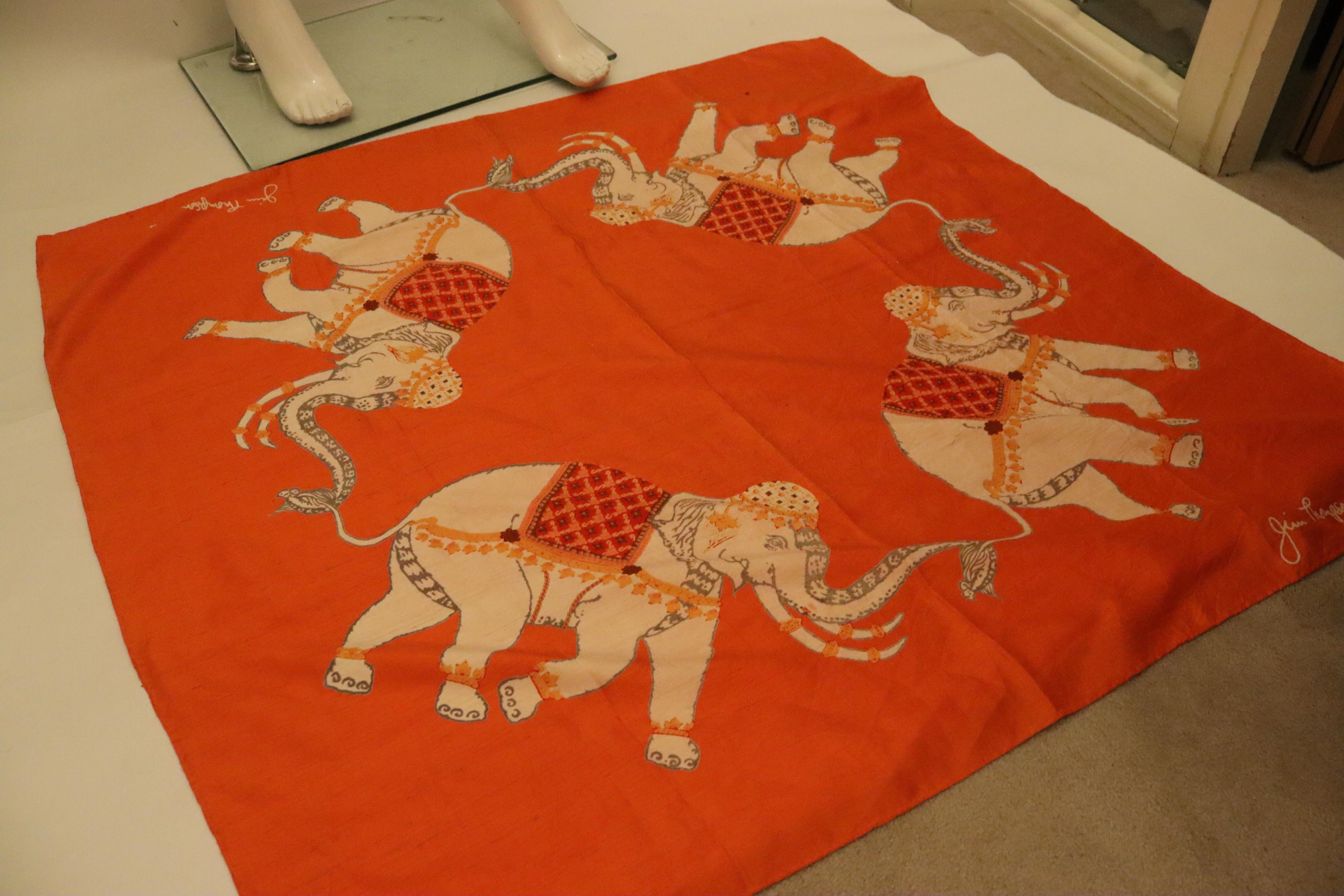 Hand rolled Jim Thompson Silk Scarf In Good Condition For Sale In London, GB