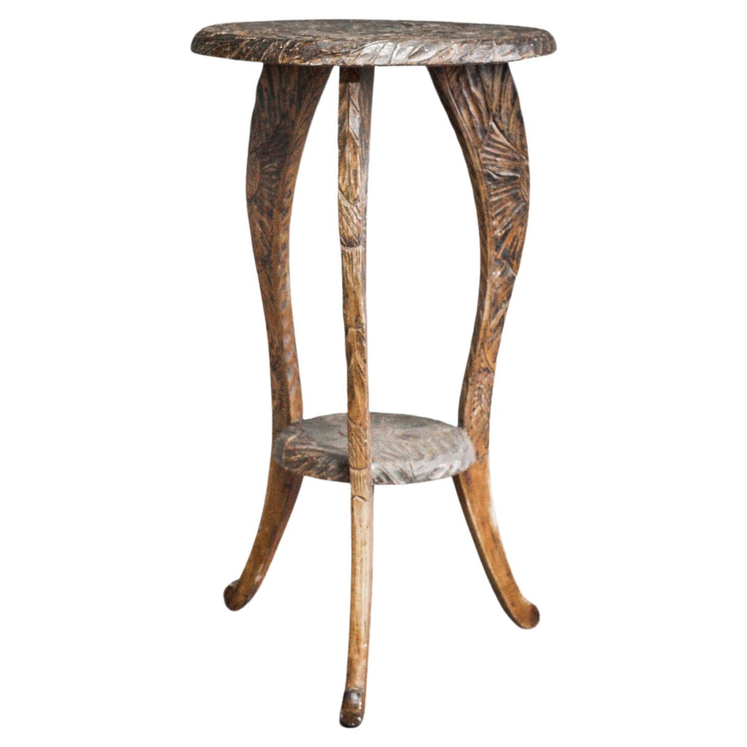 Hand Scraped and Hand Carved 1920s Liberty's London Side Table For Sale