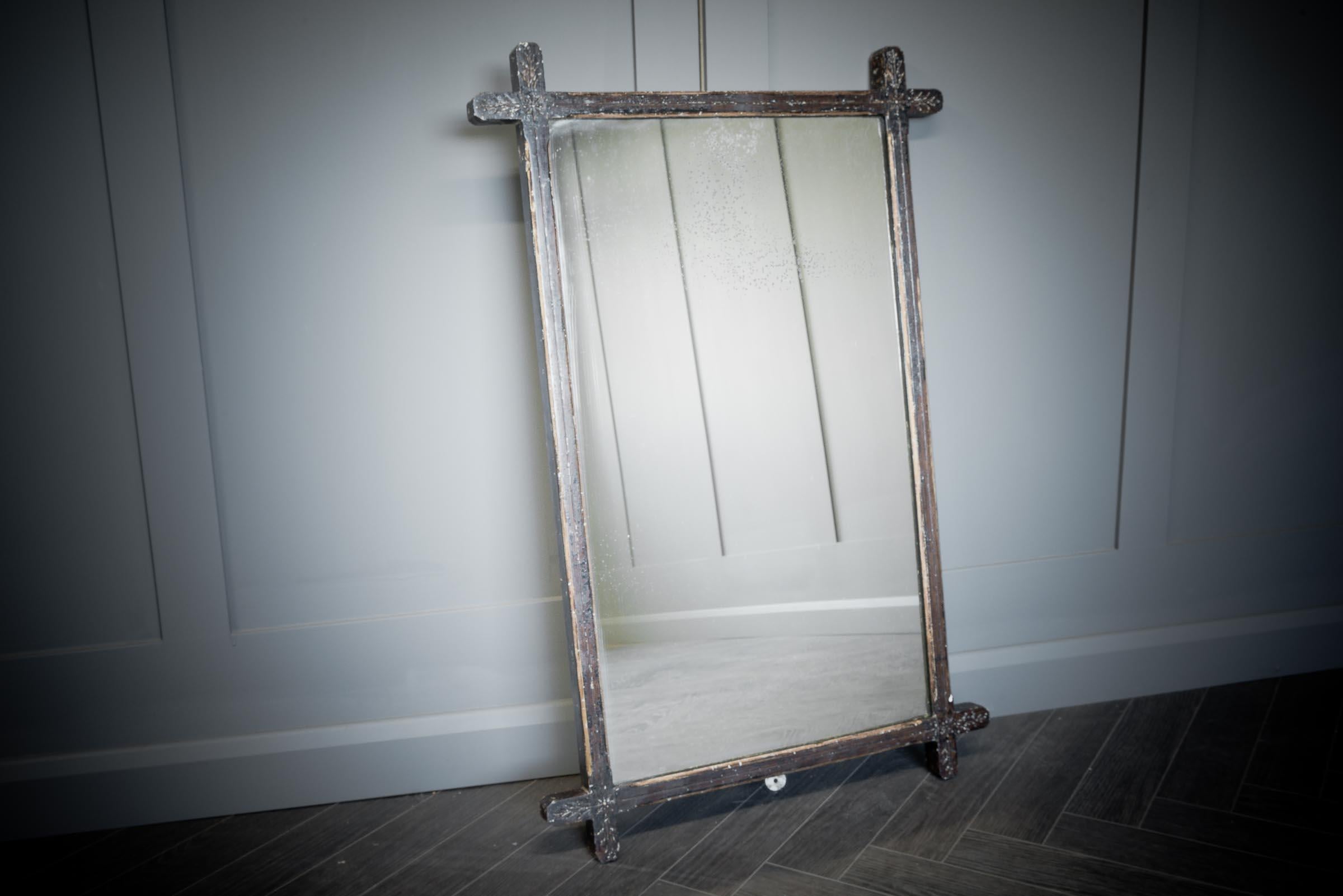 Hand Scraped Mirror with Detailing In Good Condition For Sale In Alton, GB