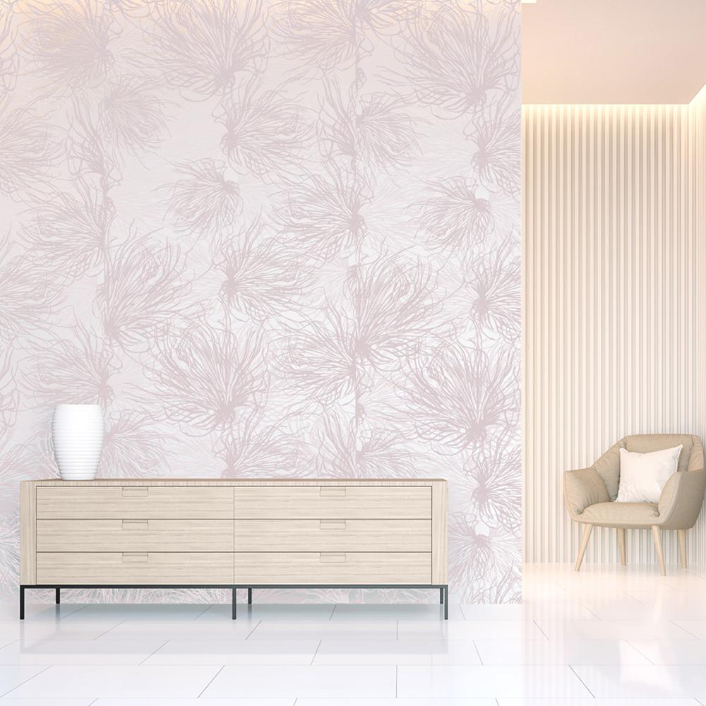 Modern Hand-Screened Anemone Wallpaper in Alique Colorway For Sale