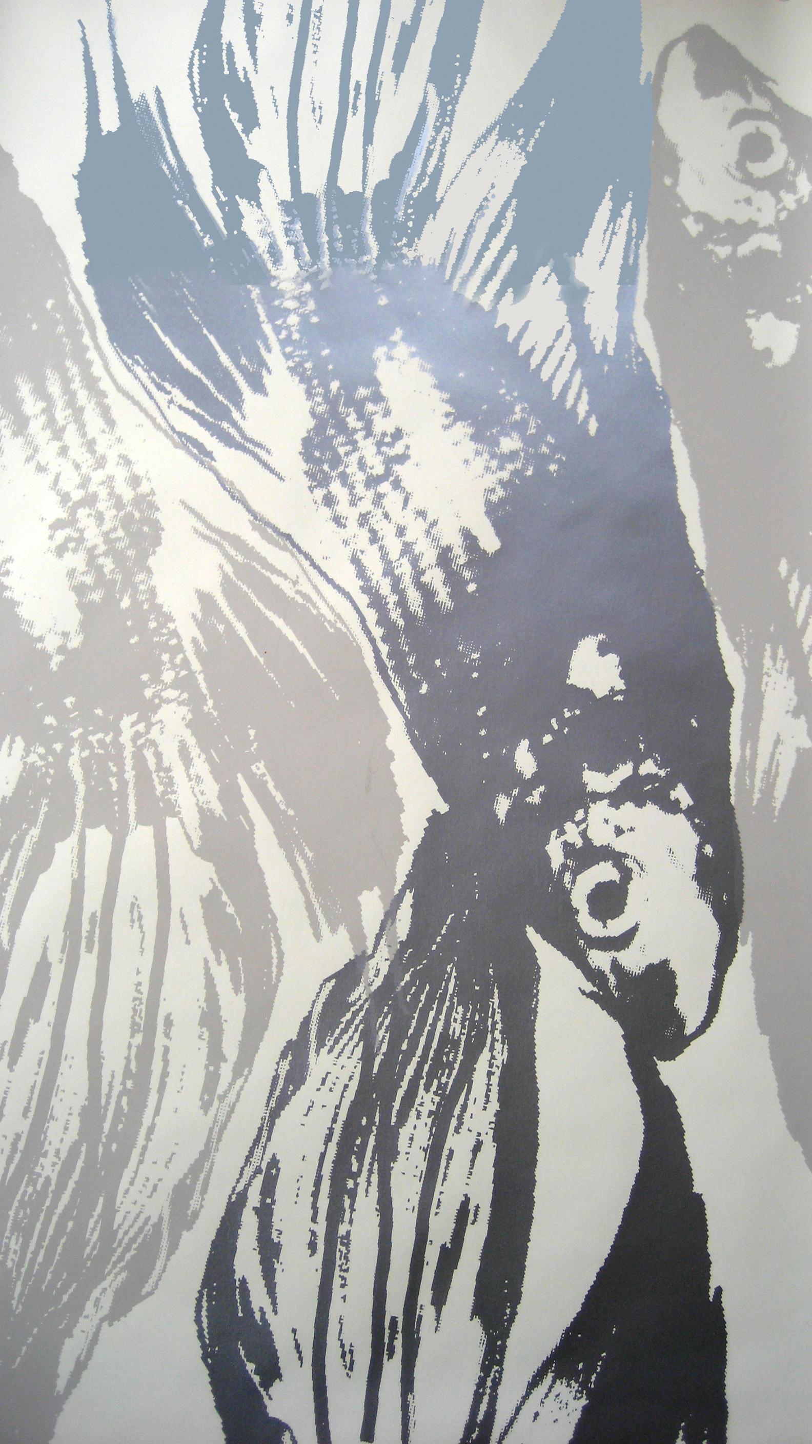 American Hand-Screened Betta Wallpaper in Silverlined Colorway Sample For Sale