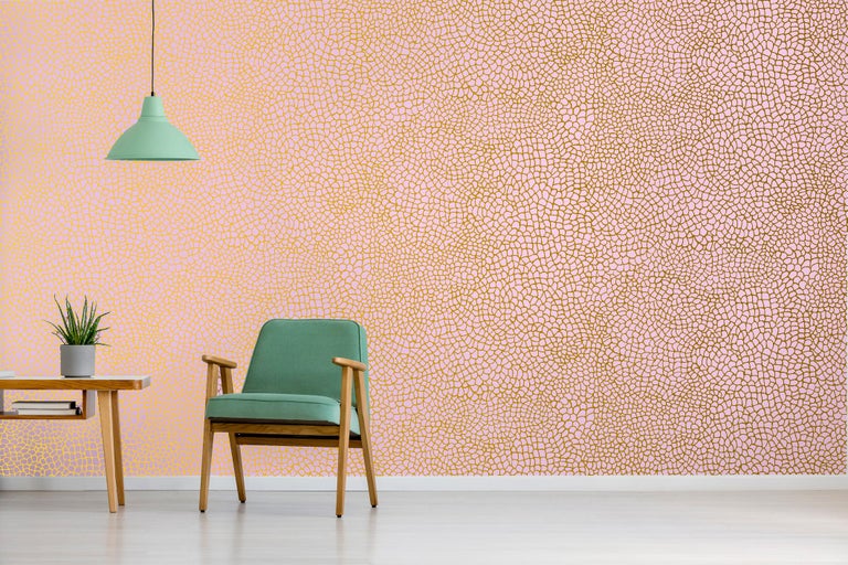 Hand-Screened Peel Wallpaper in Blush Gold Colorway For Sale at 1stDibs