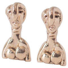 Hand Sculpted 14 Karat Gold HER Bust Earrings by L'Enchanteur