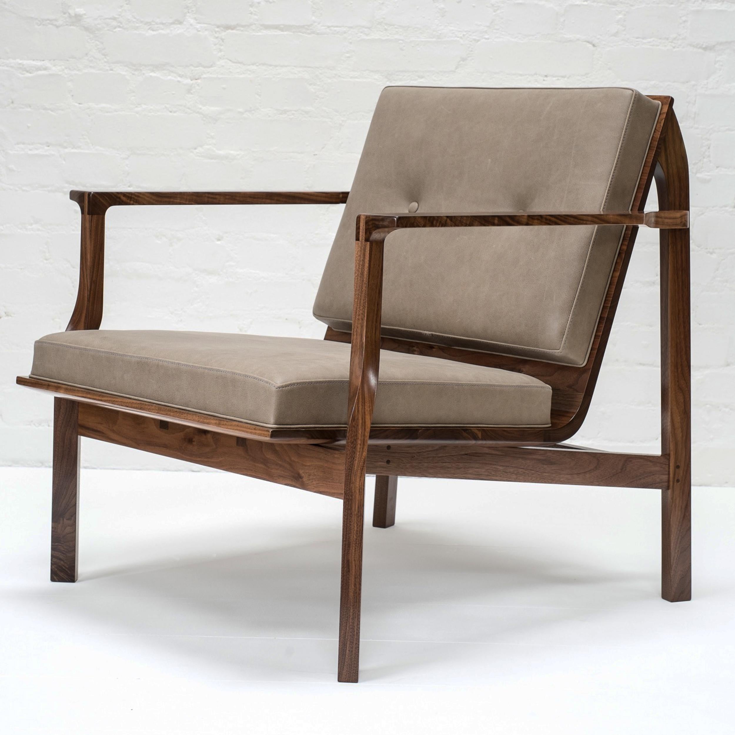 Brass Hand Sculpted American Black Walnut Cuillin Lounge Chair For Sale