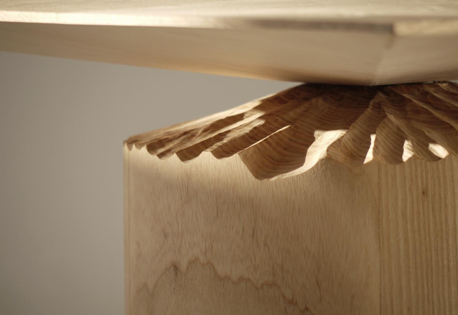 Organic Modern Hand-Sculpted Ash Table by Sanna Völker For Sale