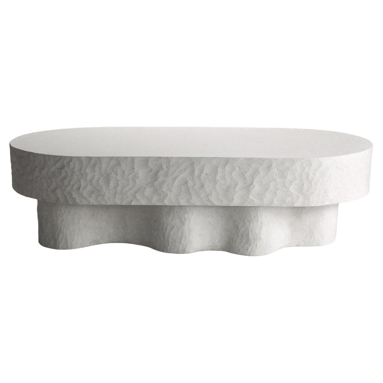 Hand Sculpted Bench / Table 'MEDUSA' in white cast stone by Alentes Atelier For Sale