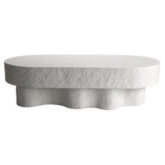 Hand Sculpted Bench / Table 'MEDUSA' in white cast stone by Alentes Atelier
