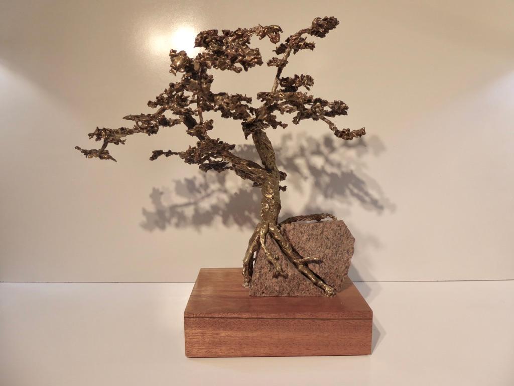 Organic Modern Hand-Sculpted Bronze Bonsai Tree by American Artist Jack S. Chase, circa 1979