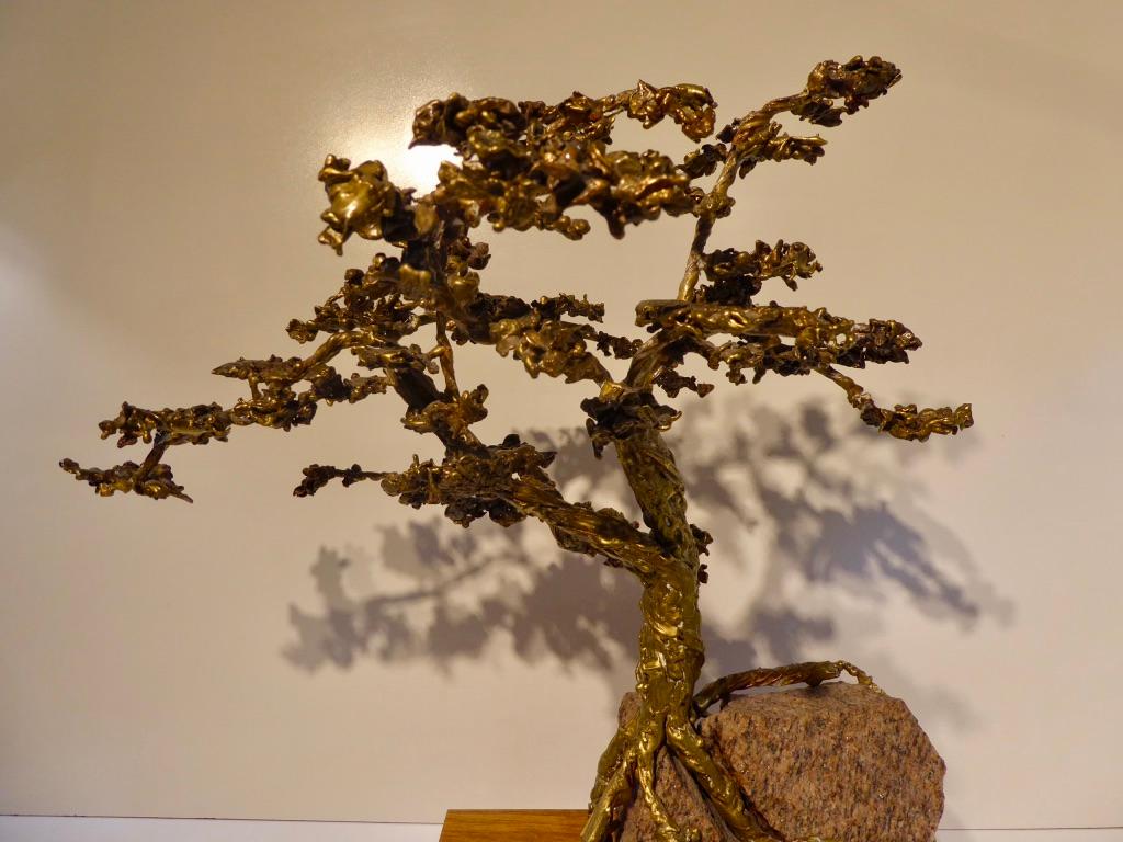 Hand-Sculpted Bronze Bonsai Tree by American Artist Jack S. Chase, circa 1979 In Good Condition In Palm Springs, CA