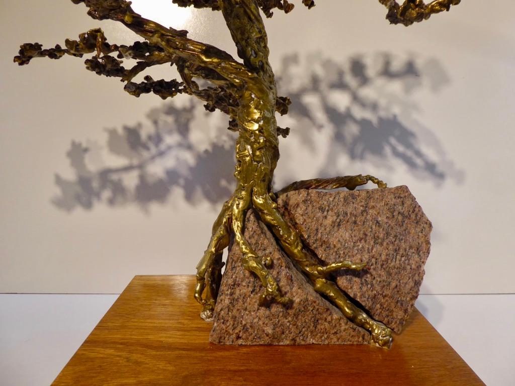 Late 20th Century Hand-Sculpted Bronze Bonsai Tree by American Artist Jack S. Chase, circa 1979