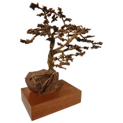 Hand-Sculpted Bronze Bonsai Tree by American Artist Jack S. Chase, circa 1979