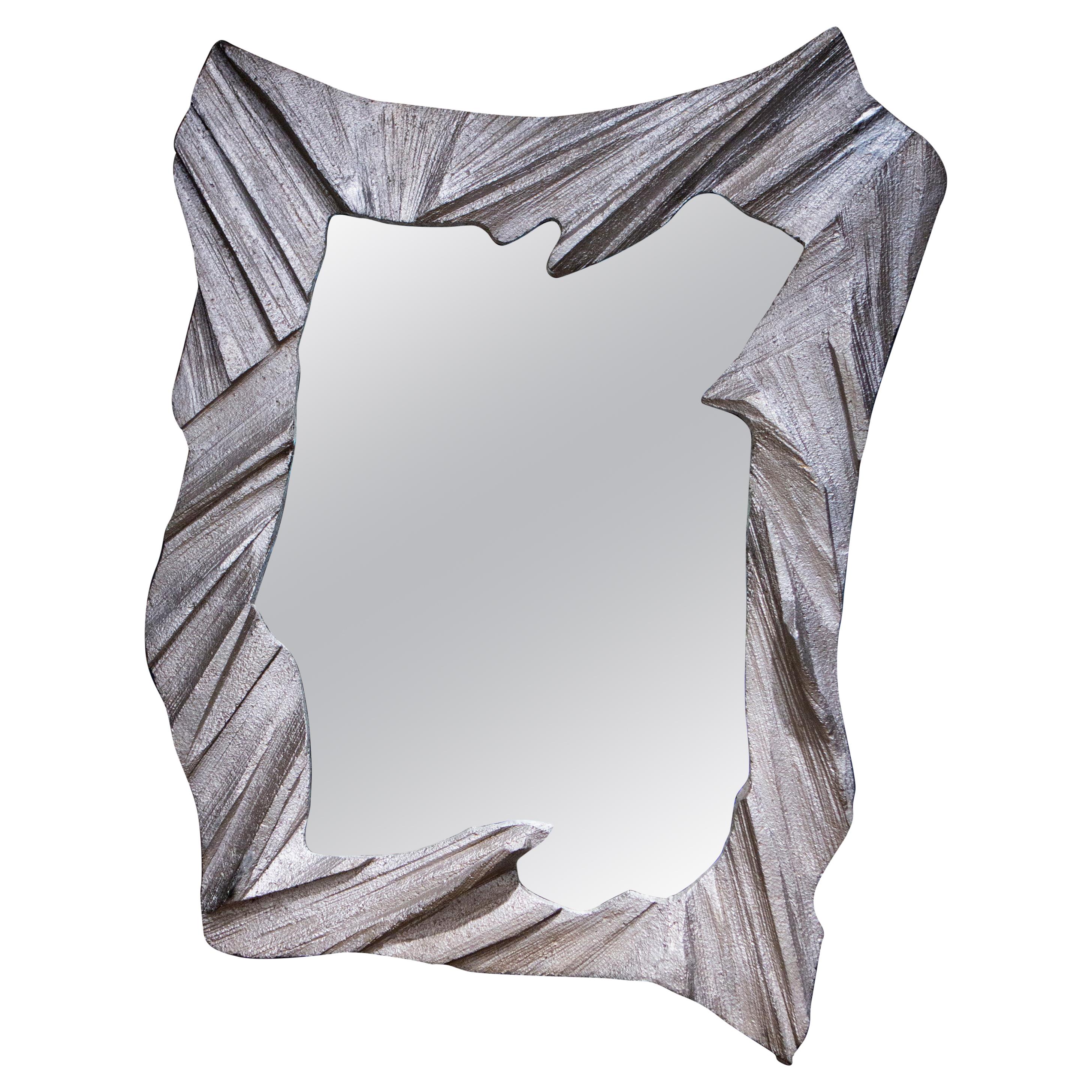 Hand Sculpted, Cast Aluminum Mirror- Mannara Mirror
