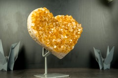 Hand Sculpted Citrine Crystal Heart with Golden Orange Citrine Druzy